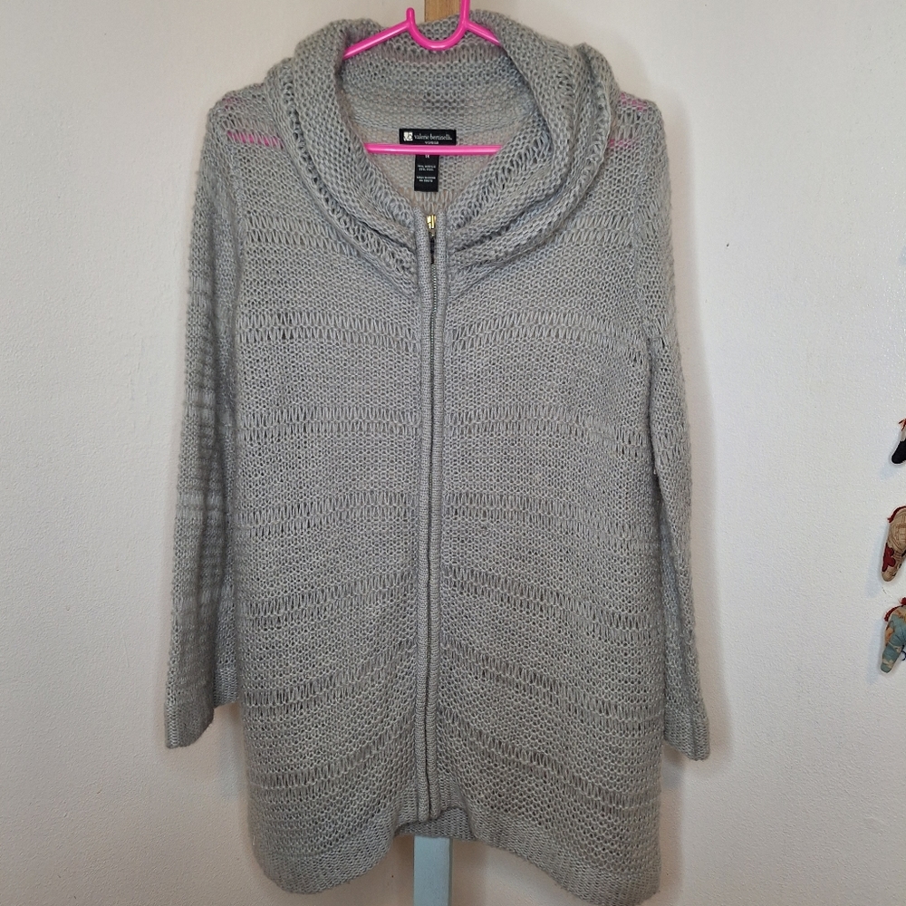 Valerie Bertinelli Wool Blend Knit Zipper Cardigan 1X